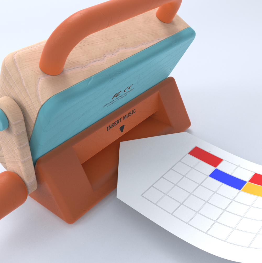 back of toy that shows where to input paper