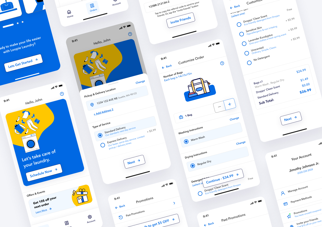 collection of ui screens from mobile app