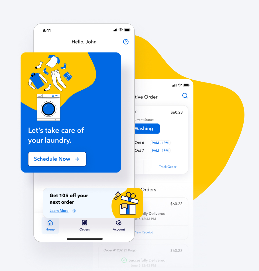 home screen of mobile app